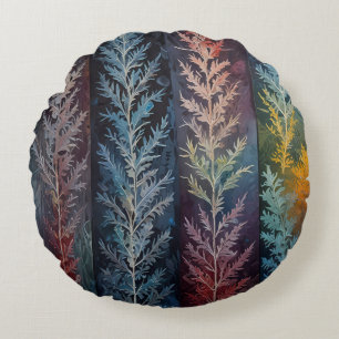 Beautiful multi colored ice crystal feathered  round cushion