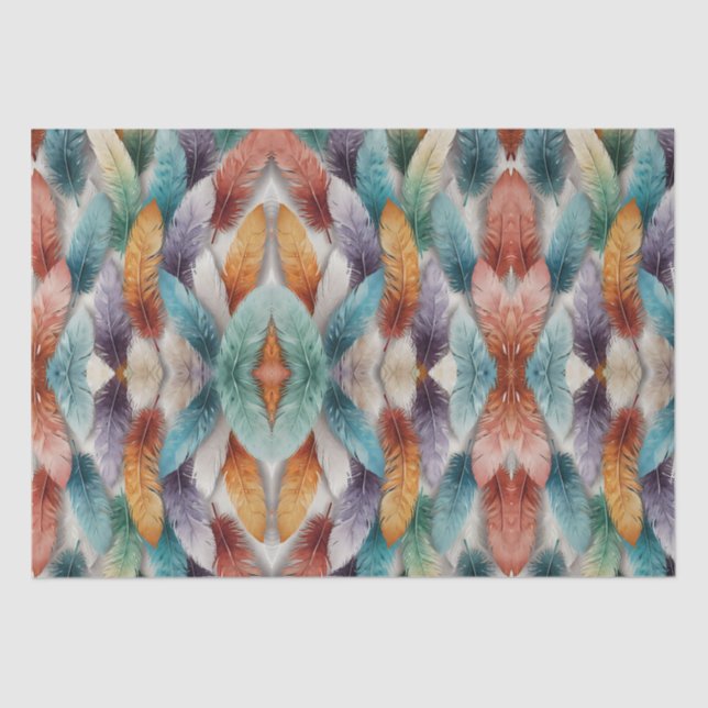 Beautiful multi colored ice crystal feathers  tissue paper (Front)