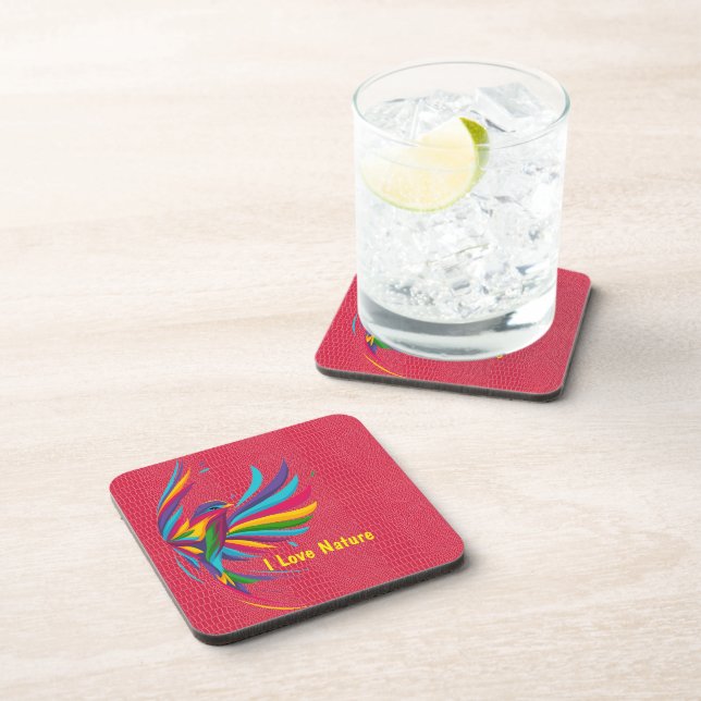 Beautiful Multi Colour Bird Hard plastic coaster (Right Side)