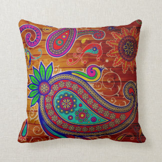 Beautiful multi colour paisley design cushion