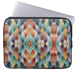 Beautiful multi coloured ice crystal feathers  laptop sleeve