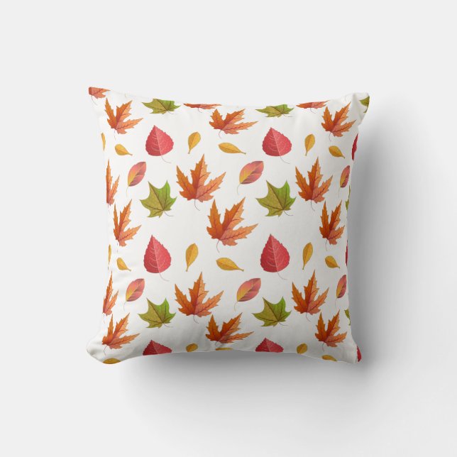 Beautiful Multicolor Autumn Leaves  Throw Pillow (Front)