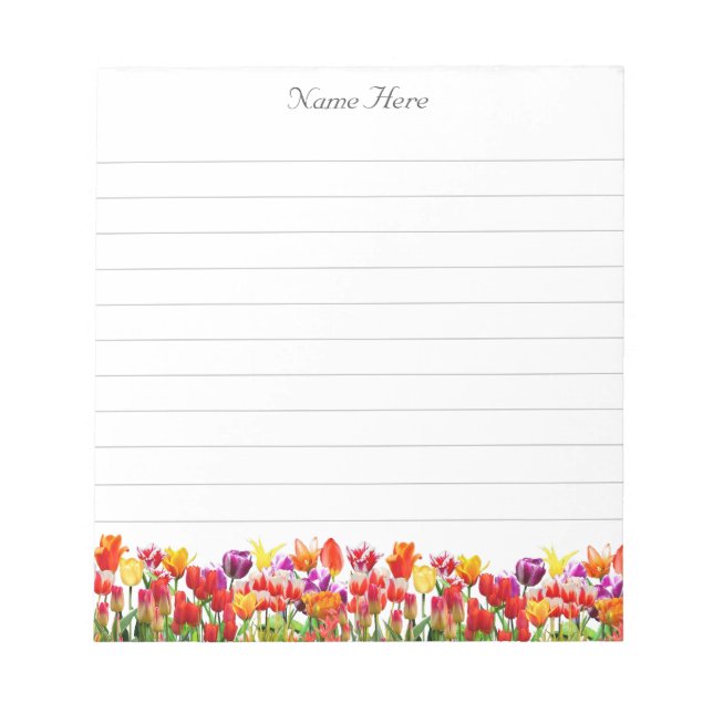 Beautiful Multicolor Tulip Flowers Lined Notepad (Front)