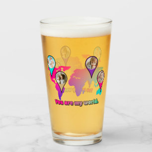 Beautiful Multicolor World Map Photo Collage Glass