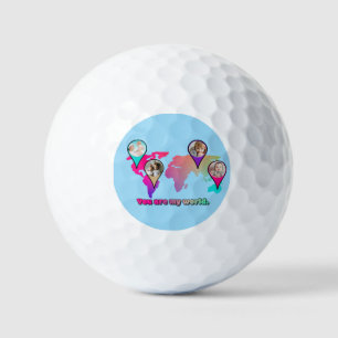 Beautiful Multicolor World Map Photo Collage Golf Balls