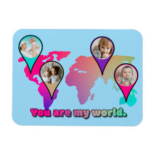 Beautiful Multicolor World Map Photo Collage Magnet