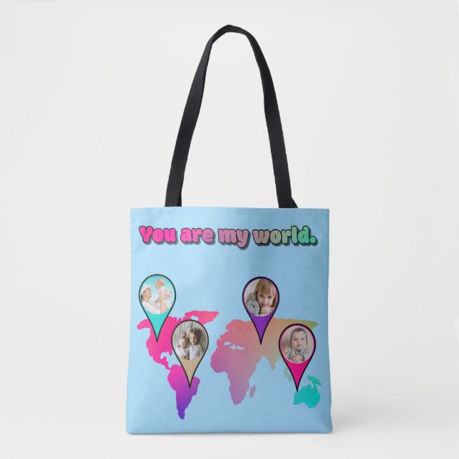 Beautiful Multicolor World Map Photo Collage Tote Bag (Front)