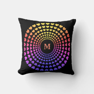 Beautiful Multicolored Heart Circles Mandala Cushion