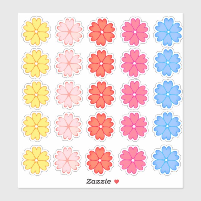Beautiful Multicolored Heart Flower Set (Sheet)