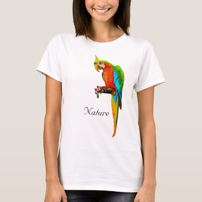 Beautiful Multicolored Macaw Bird T-Shirt (Front)