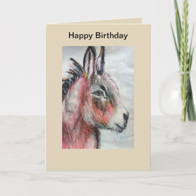 Beautiful multicoloured donkey Birthday Card (Front)