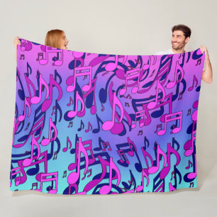 Beautiful Music Aqua Blue Pink Upbeat Artsy Fleece Blanket