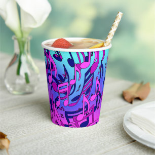 Beautiful Music Colourful Lively Musical Notes  Paper Cups