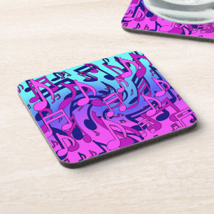 Beautiful Music Colourful Lively Musical Pattern Coaster