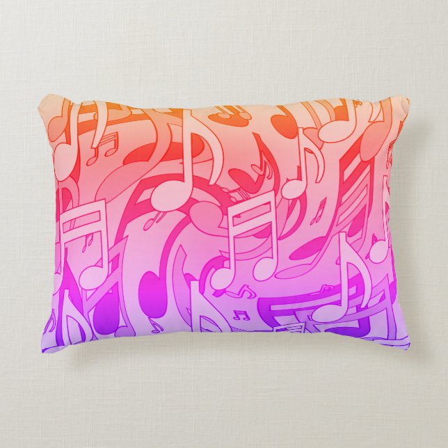 Beautiful Music Happy Colours Lively Musical Notes Decorative Cushion (Front)