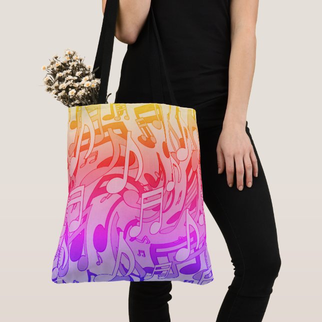 Beautiful Music Happy Colours Lively Musical Notes Tote Bag (Close Up)