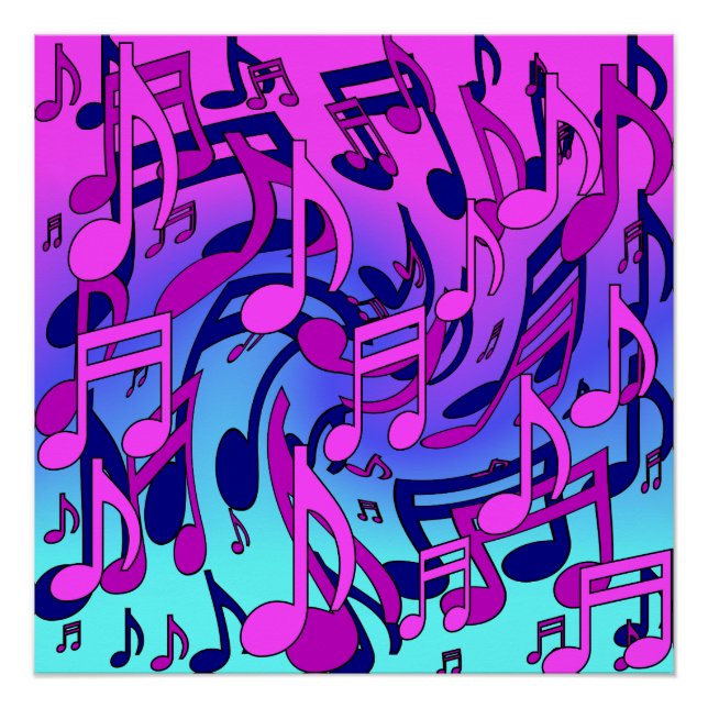 Beautiful Music Musical Notes Lively Upbeat Artsy Poster (Front)