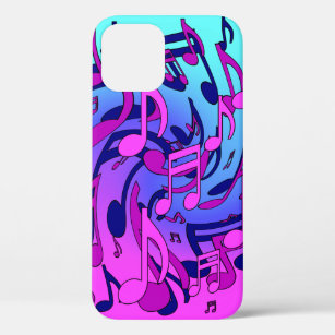 Beautiful Music Musical Pattern Pink Purple Aqua iPhone 12 Case