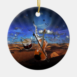 Beautiful music notes violin splatter piano drums ceramic tree decoration