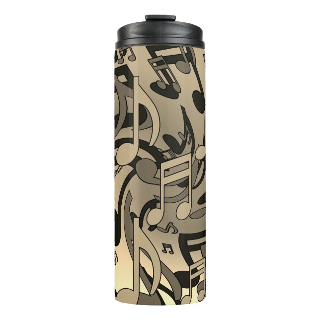 Beautiful Music Sepia Lively Musical Notes Thermal Tumbler (Front)