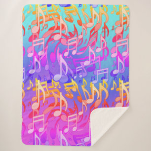 Beautiful Music Swirling Musical Notes Colourful  Sherpa Blanket