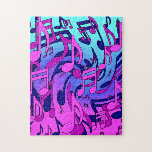 Beautiful Music Swirly Musical Notes Colourful Art Jigsaw Puzzle