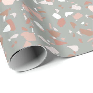 Beautiful muted desert tones terrazzo pattern wrapping paper
