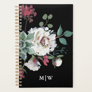 Beautiful Muted Floral Bouquet with Monogram Planner