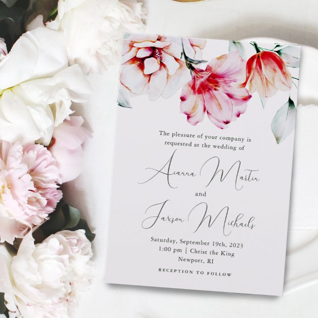 Beautiful Muted Lavender Colourful Floral Wedding Invitation (Creator Uploaded)