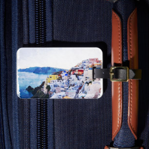 Beautiful Mykonos Greece Panorama View Vintage Luggage Tag