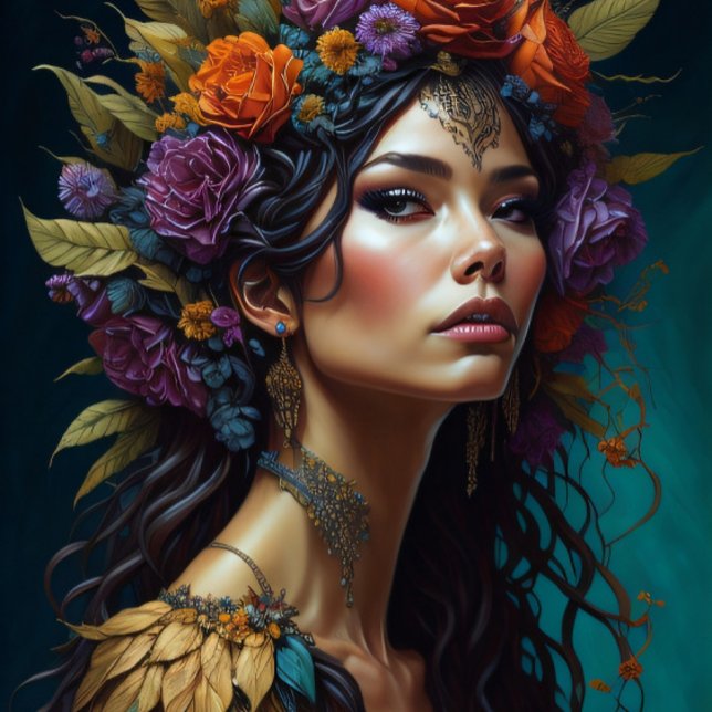 Beautiful mysterious black haired flower woman v2 tissue paper (Creator Uploaded)