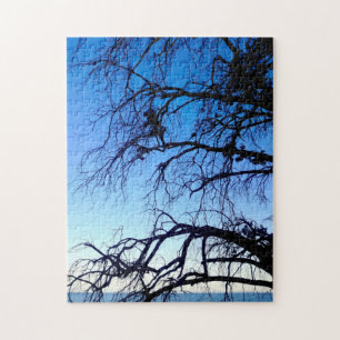 Beautiful Mystic Old Tree Blue Ocean Beach Scene Jigsaw Puzzle