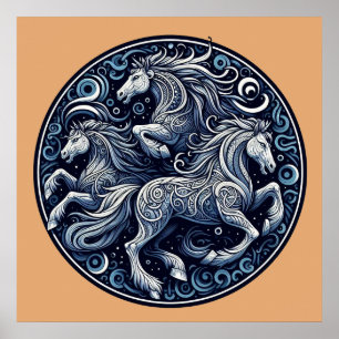 "Beautiful Mystical Horses" 12 Poster