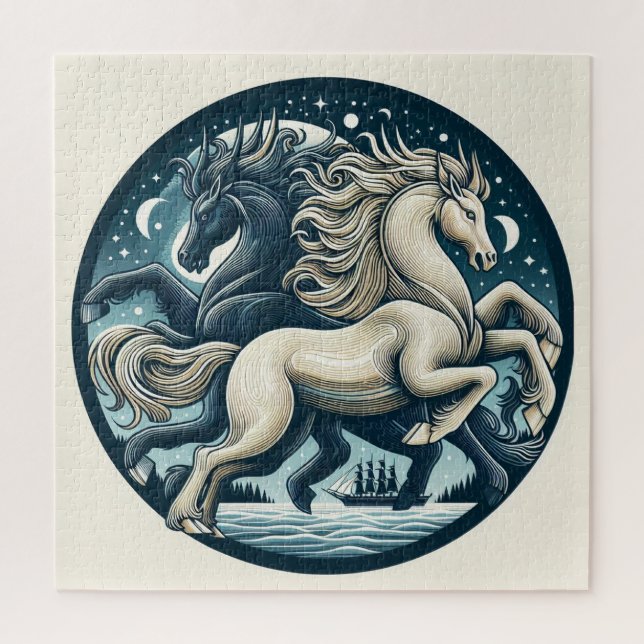 "Beautiful Mystical Horses" 16 Jigsaw Puzzle (Vertical)