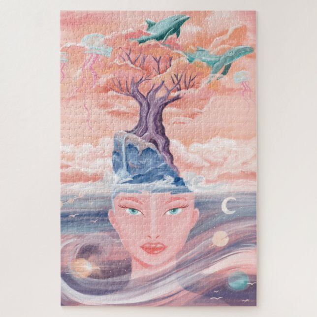 Beautiful Mystical Mother Earth & Universe Galaxy Jigsaw Puzzle (Vertical)