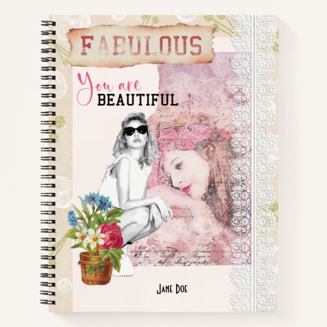 Beautiful Name Scrapbook Lace PopArt Notebook (Front)