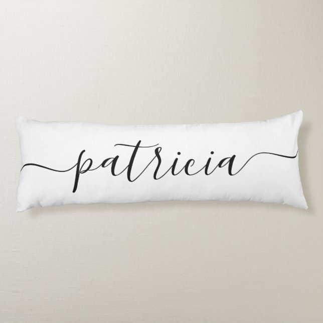 Beautiful NAME White Black Script Reversible Body Cushion (Back)