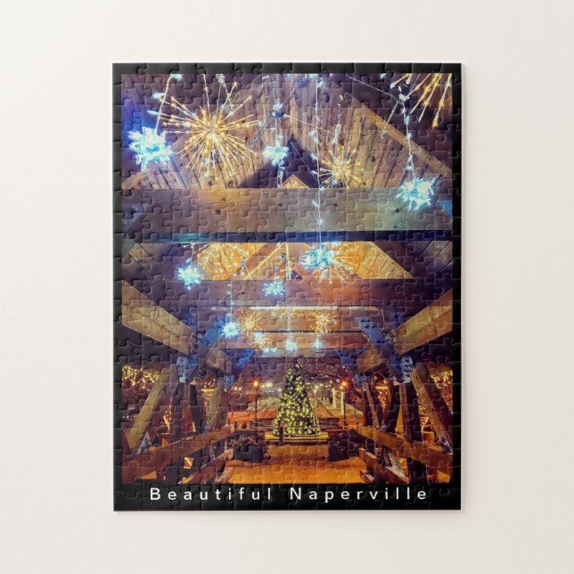 Beautiful Naperville - Holiday Lights on Bridge Jigsaw Puzzle (Vertical)