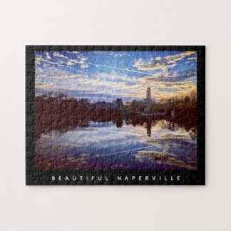 Beautiful Naperville - Lake Reflection At Sunset Jigsaw Puzzle