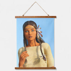 Beautiful Native American Woman Indigenous Outfit Hanging Tapestry