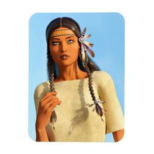 Beautiful Native American Woman Indigenous Outfit Magnet