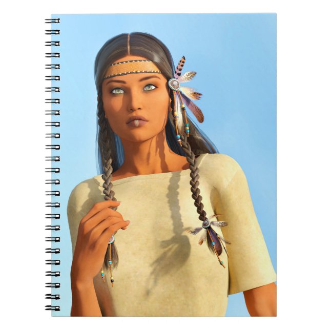 Beautiful Native American Woman Indigenous Outfit Notebook (Front)