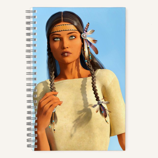 Beautiful Native American Woman Indigenous Outfit Notebook (Front)
