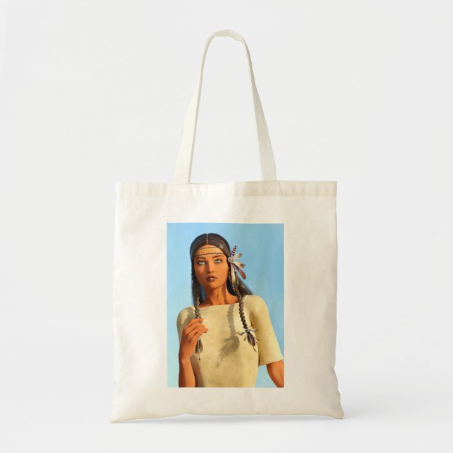 Beautiful Native American Woman Indigenous Outfit Tote Bag (Front)