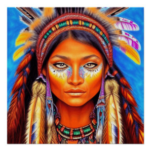 Beautiful Native American Woman Poster