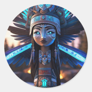 Beautiful Native Girl  Classic Round Sticker