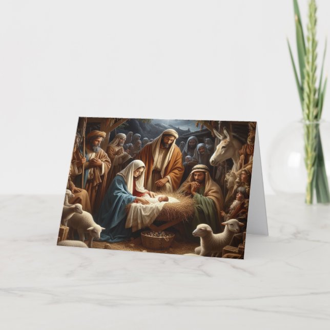 Beautiful Nativity Scene Holiday Christmas Card (Front)