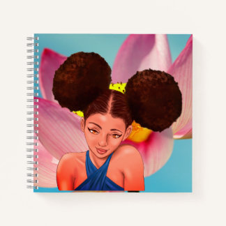 BEAUTIFUL NATURAL AFRO PUFF BLACK GIRL NOTEBOOK