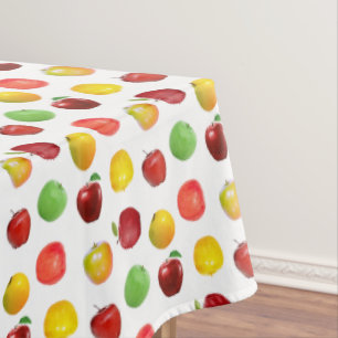 Beautiful Natural Colourful Apples on White Tablecloth