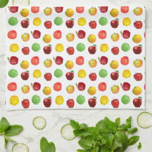 Beautiful Natural Colourful Apples on White Tea Towel